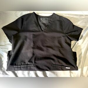 Figs Scrub Top Black 2 Pocket M